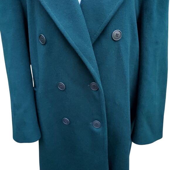 Vintage Forecaster Green Wool  Double Breasted Winter Trench Coat 13 /14 Petite - Picture 4 of 16
